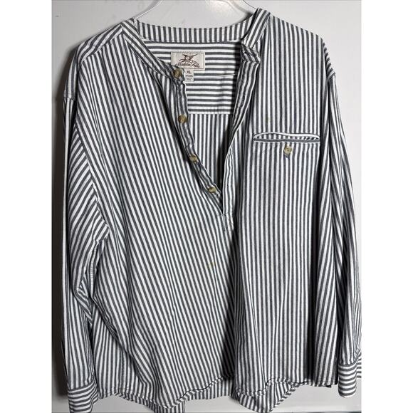 Madda Fella Castaway Shirt Button Striped Cotton Blue White Men's Size XtraLarge - Picture 1 of 4